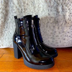 ALDO BLACK PATENT LEATHER BOOTS